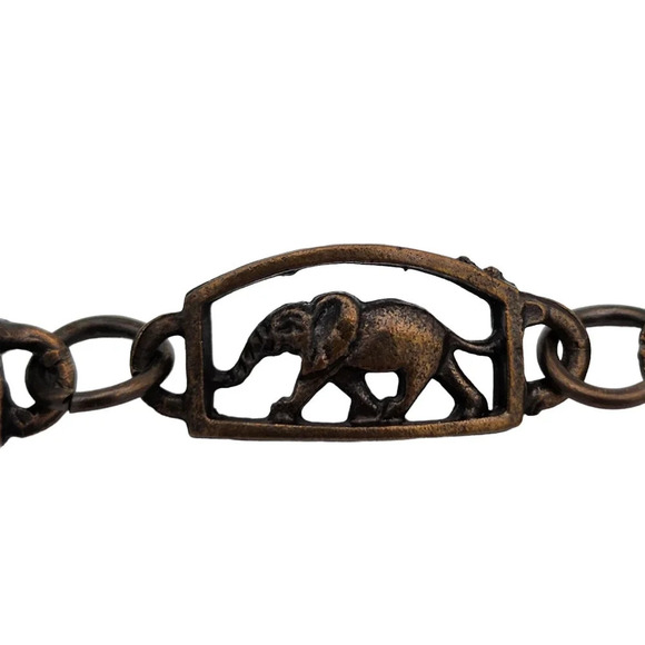 7.5" Brushed Bronze Elephant Paneled Link Womens Bracelet - Picture 7 of 7